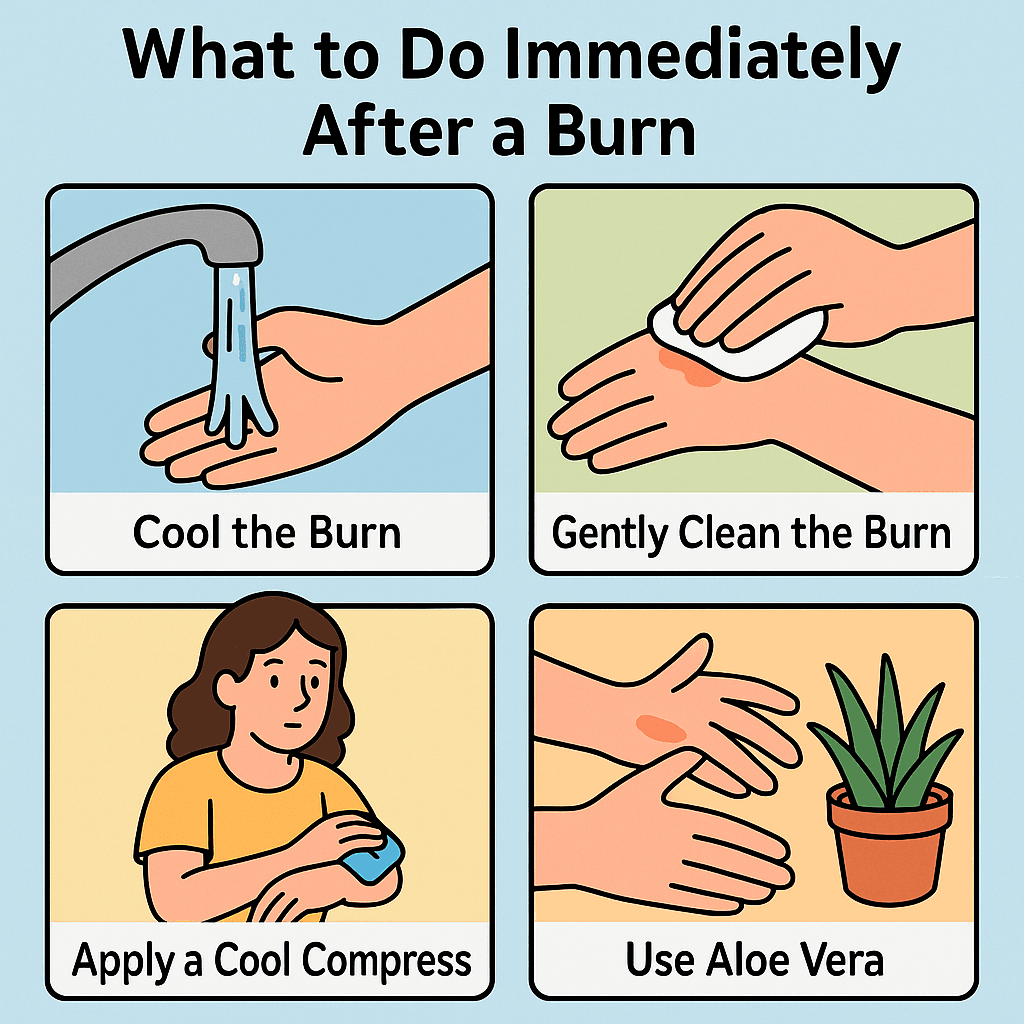First aid for a cooking burn