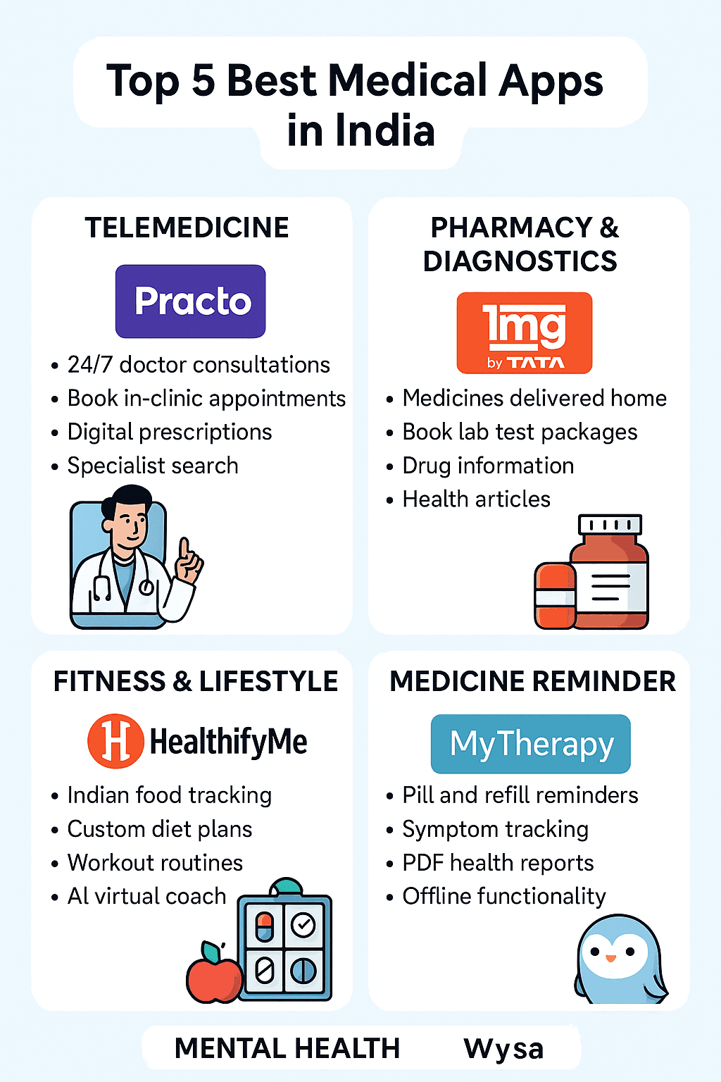 Medical apps on a phone screen